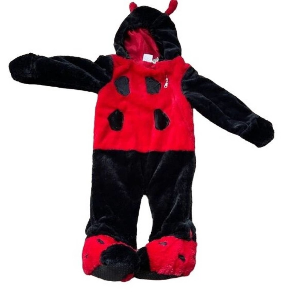 Lady Bug Halloween Costume Footie Hand Covers Baby Bodysuit Size 9-18 Months